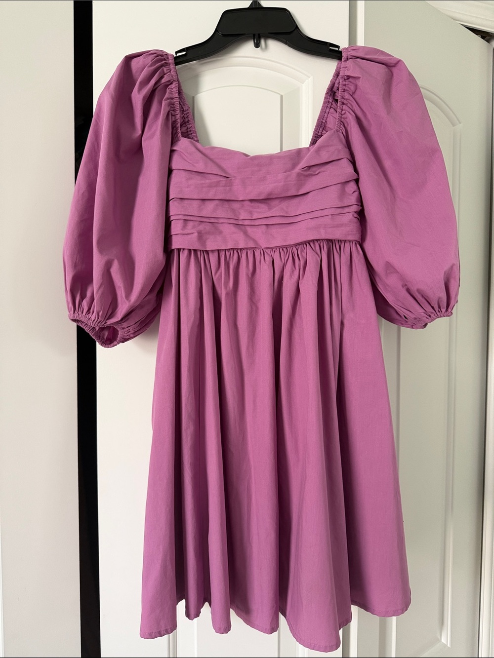 Abercrombie & Fitch Puff Sleeve Mini Dress in Lilac